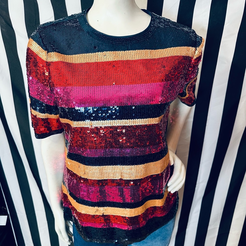 Trina Turk Women's Multicolor Sequin Top - Picture 5 of 7